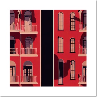 Wes Anderson Red Neighborhood Windows Posters and Art